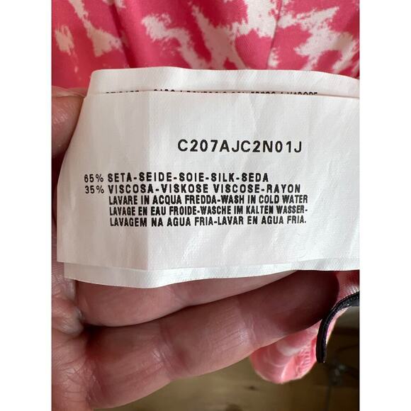 Emporio Armani Pink Animal Print Cap Sleeve Open Back Knee Length Silk Dress 4/6 - Picture 9 of 9